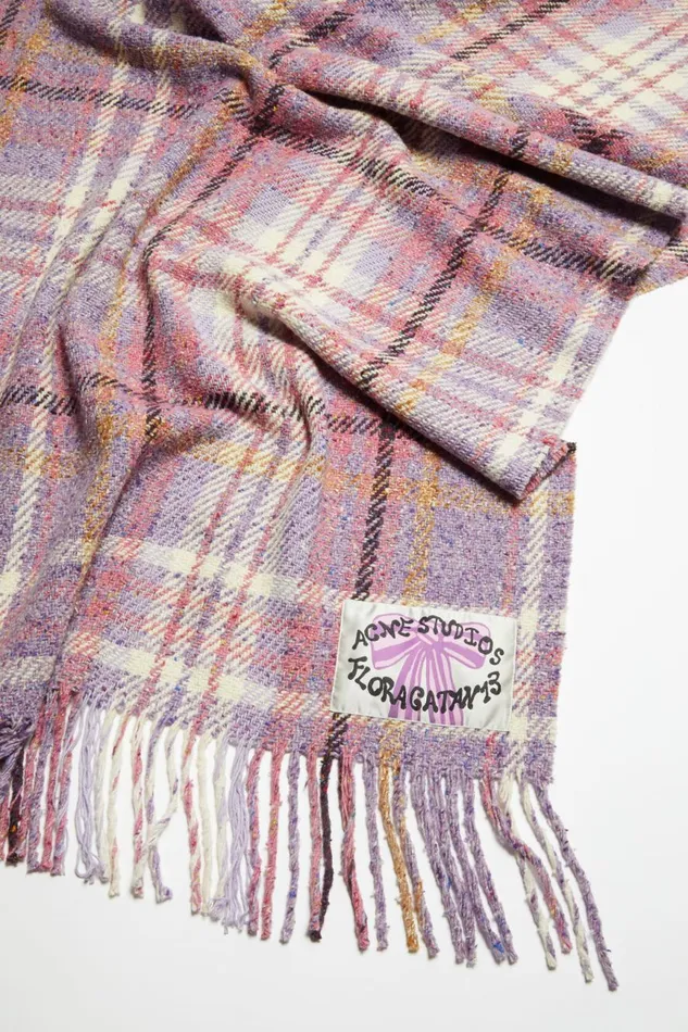 Men Oversized Plaid Scarf Blanket Violet Purple Acne Studios Scarves
