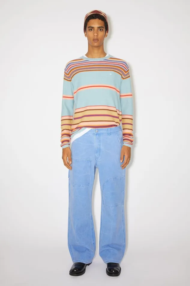 Men Patch Canvas Trousers Powder Blue Acne Studios Trousers
