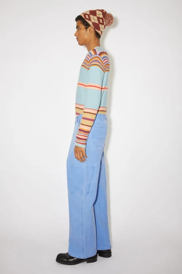 Men Patch Canvas Trousers Powder Blue Acne Studios Trousers