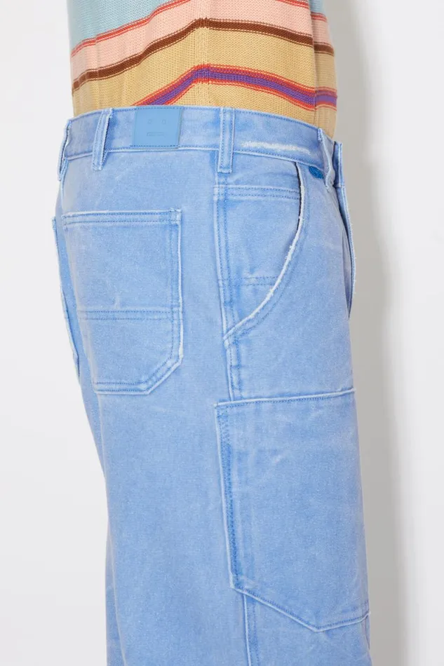 Men Patch Canvas Trousers Powder Blue Acne Studios Trousers