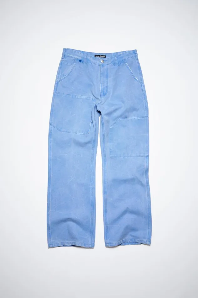 Men Patch Canvas Trousers Powder Blue Acne Studios Trousers