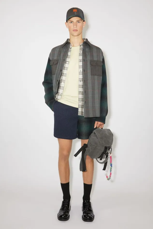 Men Patchwork Shirt Bluegreen Acne Studios Outerwear