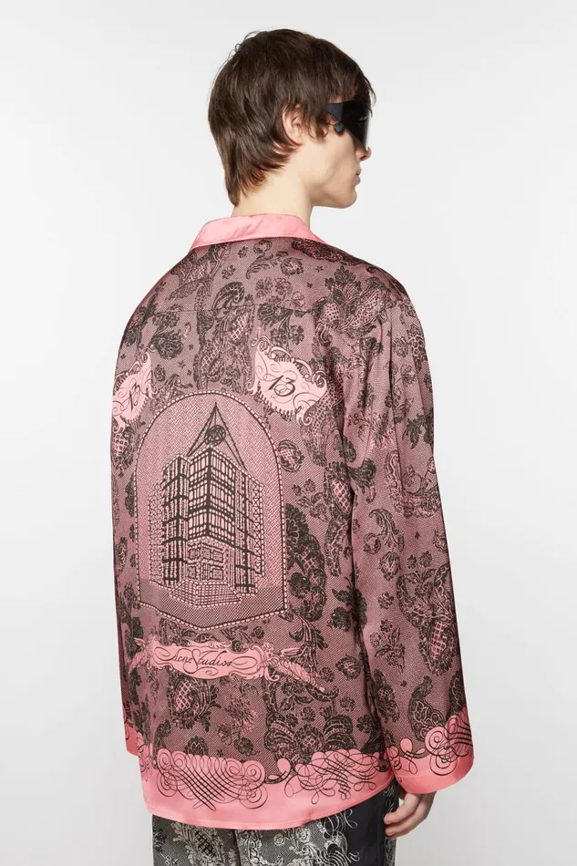 Men Print Buttonup Shirt Pinkblack Acne Studios Shirts