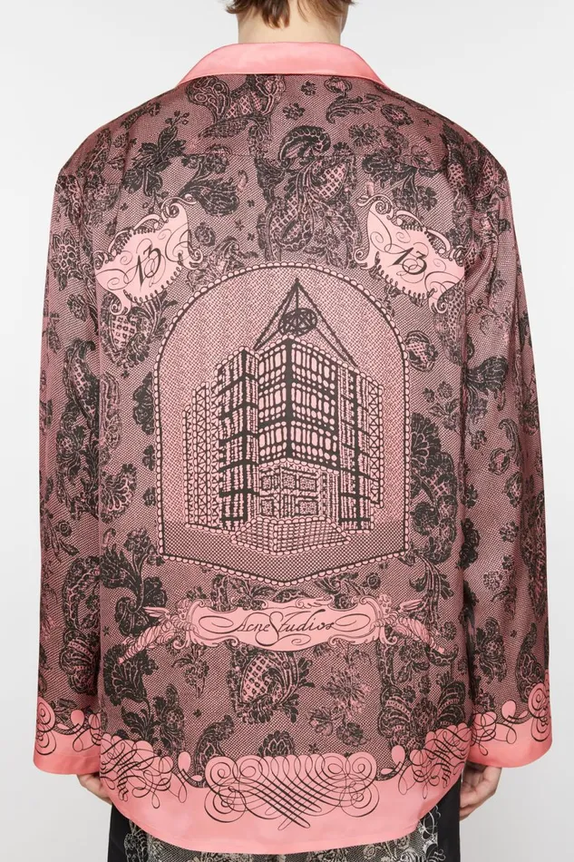 Men Print Buttonup Shirt Pinkblack Acne Studios Shirts