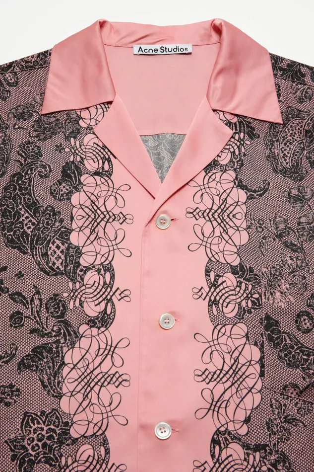 Men Print Buttonup Shirt Pinkblack Acne Studios Shirts