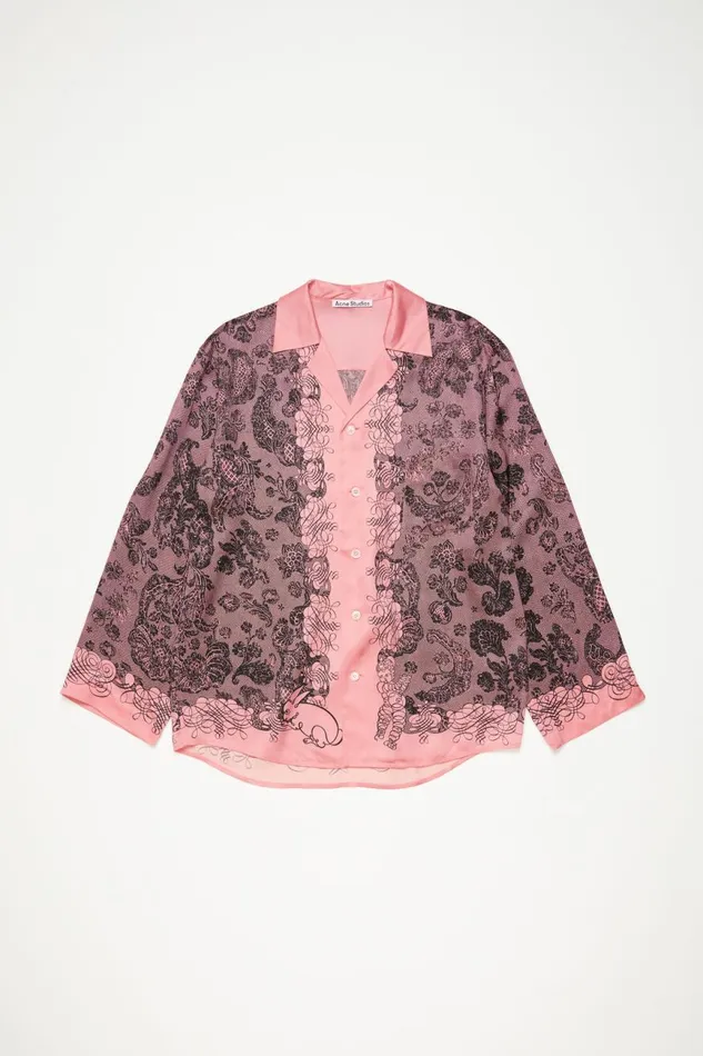 Men Print Buttonup Shirt Pinkblack Acne Studios Shirts