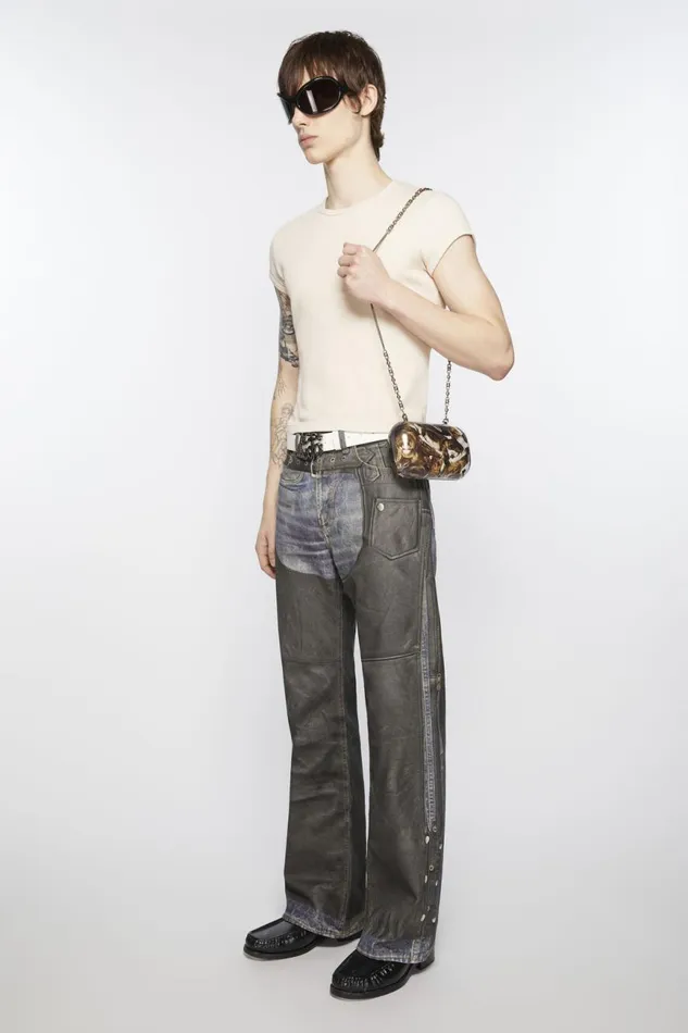 Men Print Clutch Bag Cognac Brown Multi Acne Studios Bags