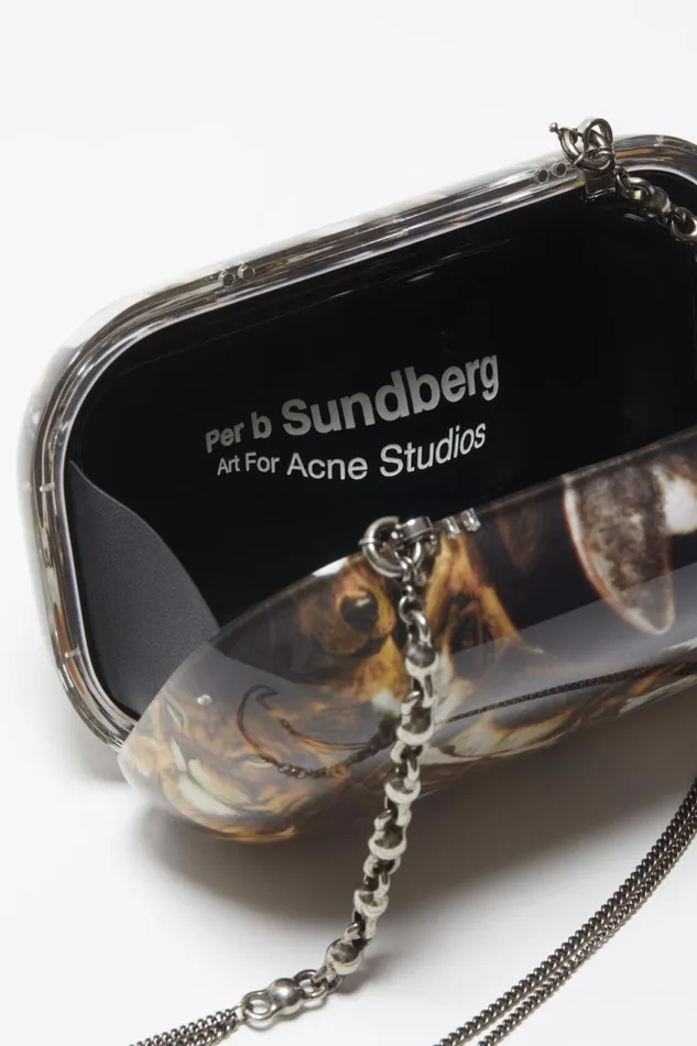 Men Print Clutch Bag Cognac Brown Multi Acne Studios Bags