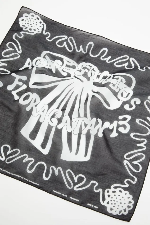 Men Printed Square Scarf Blackwhite Acne Studios Scarves