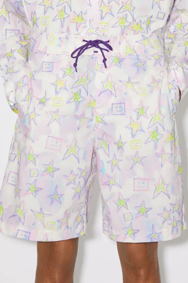 Men Printed Swim Shorts Pale Pinkmulti Acne Studios Shorts