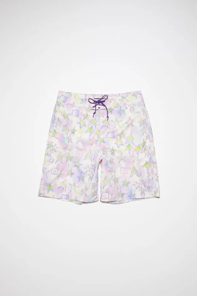 Men Printed Swim Shorts Pale Pinkmulti Acne Studios Shorts