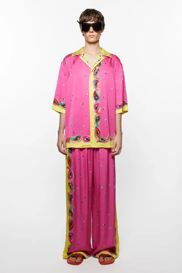 Men Printed Trousers Fuchsia Pink Acne Studios Trousers