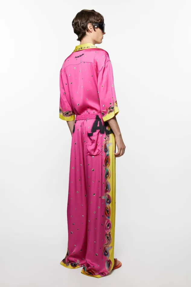 Men Printed Trousers Fuchsia Pink Acne Studios Trousers