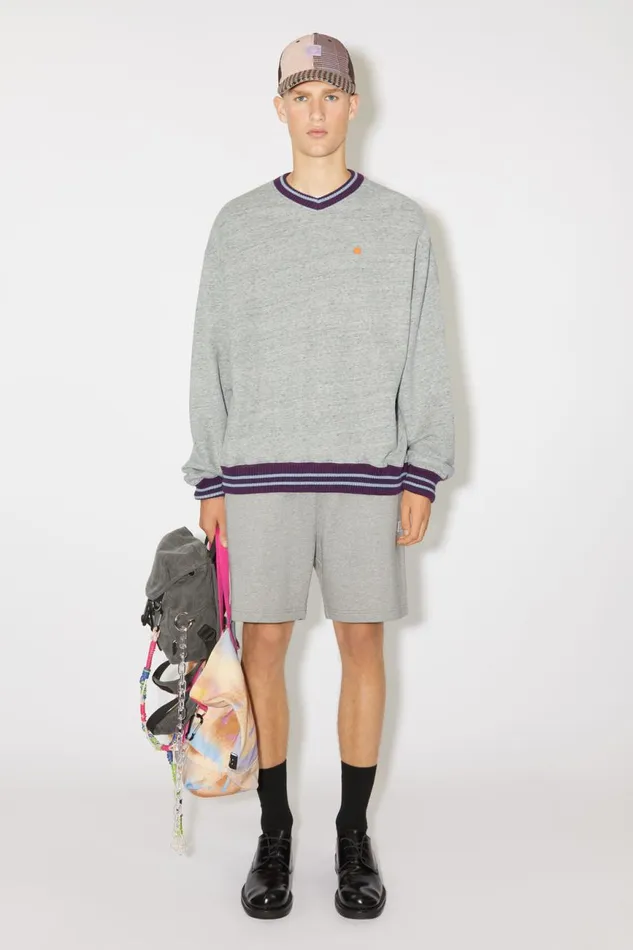 Men Relaxed Fit Jumper Marble Grey Melange Acne Studios Sweatshirts