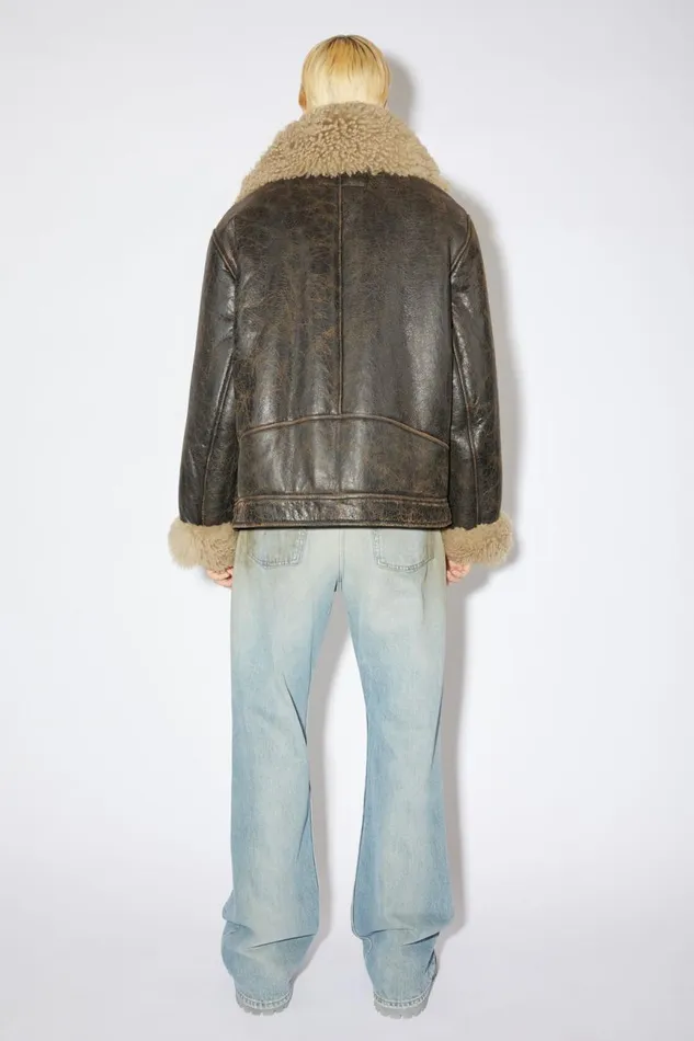 Men Shearling Jacket Brownbeige Acne Studios Outerwear