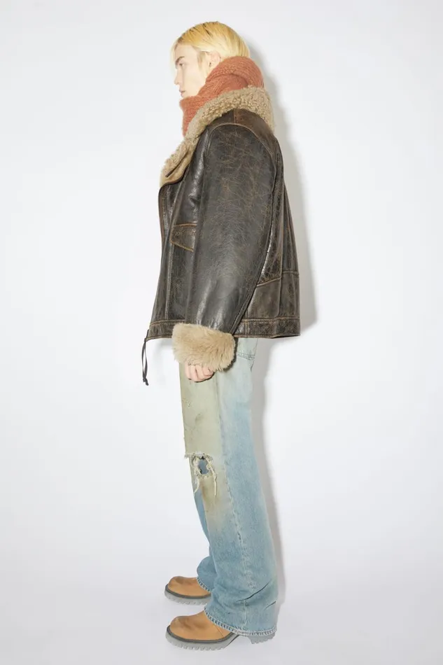 Men Shearling Jacket Brownbeige Acne Studios Outerwear