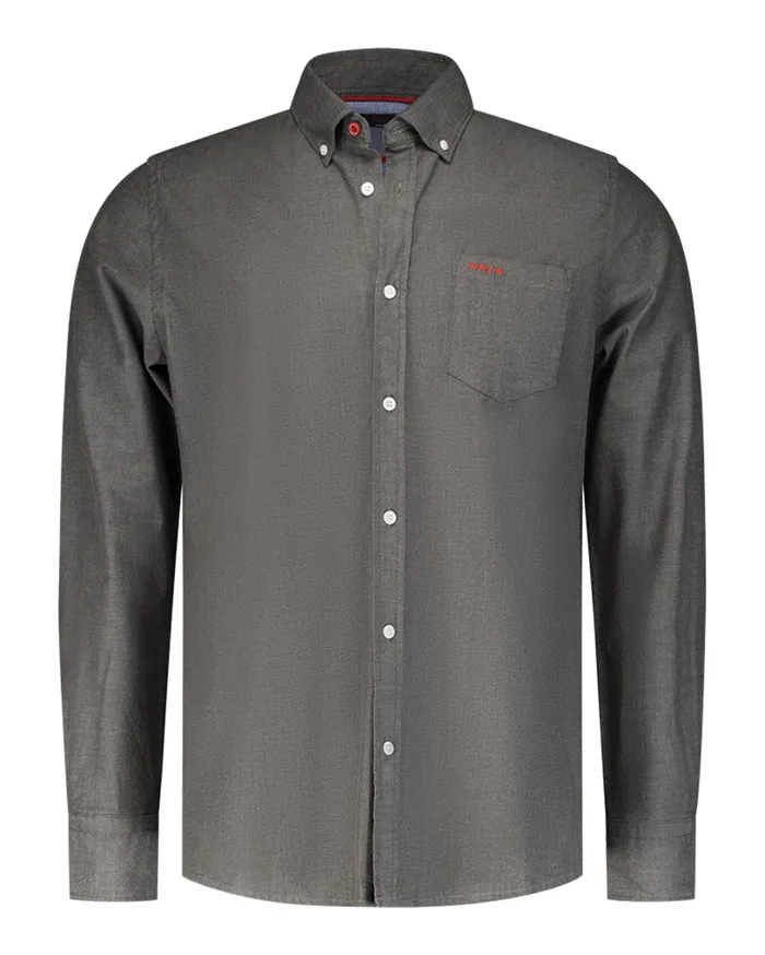 Men Shirts NZA New Zealand Auckland Dark Green Stretch Cotton Shirt 8211 Gravel Green