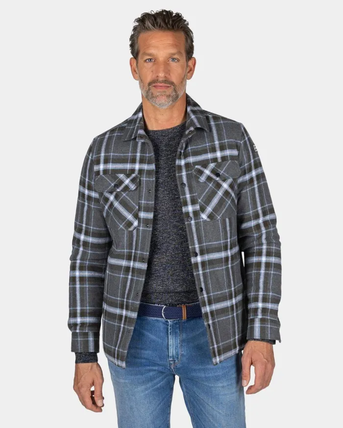 Men Shirts NZA New Zealand Auckland Gray Checkered Flannel Shirt 8211 Grey Melange