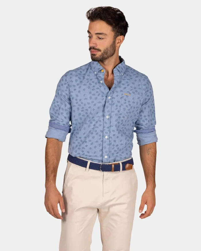 Men Shirts NZA New Zealand Auckland Light Blue Flannel Shirt With Leaf Print 8211 Lightblue Men Shirts NZA New Zealand Auckland Light Blue Flannel Shirt With Leaf Print 8211 Lightblue