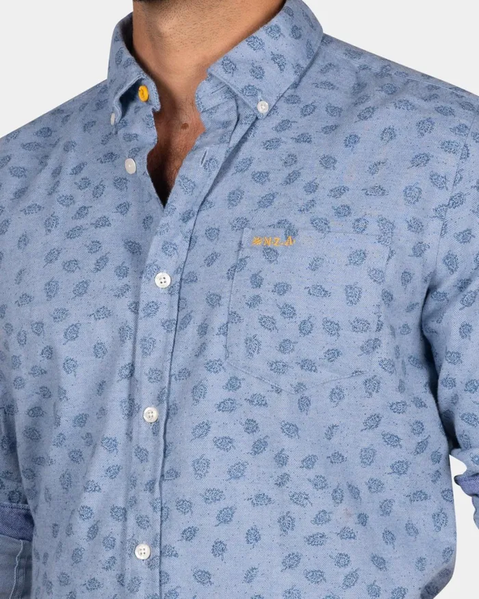 Men Shirts NZA New Zealand Auckland Light Blue Flannel Shirt With Leaf Print 8211 Lightblue Men Shirts NZA New Zealand Auckland Light Blue Flannel Shirt With Leaf Print 8211 Lightblue