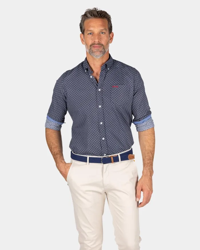 Men Shirts NZA New Zealand Auckland Navy Flannel Shirt With Print 8211 Winter Navy