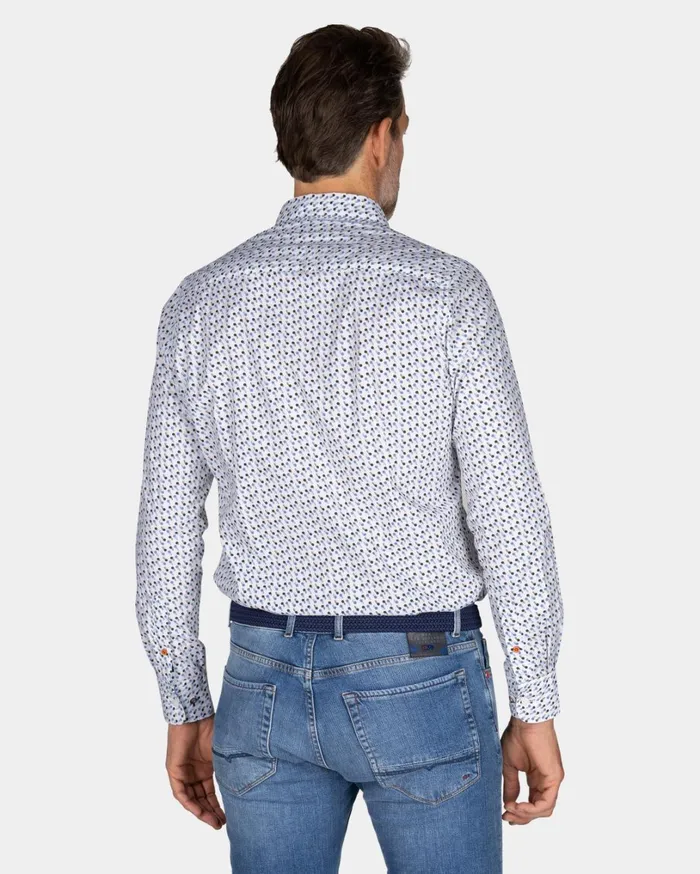 Men Shirts NZA New Zealand Auckland Printed Cotton Shirt 8211 Ecru