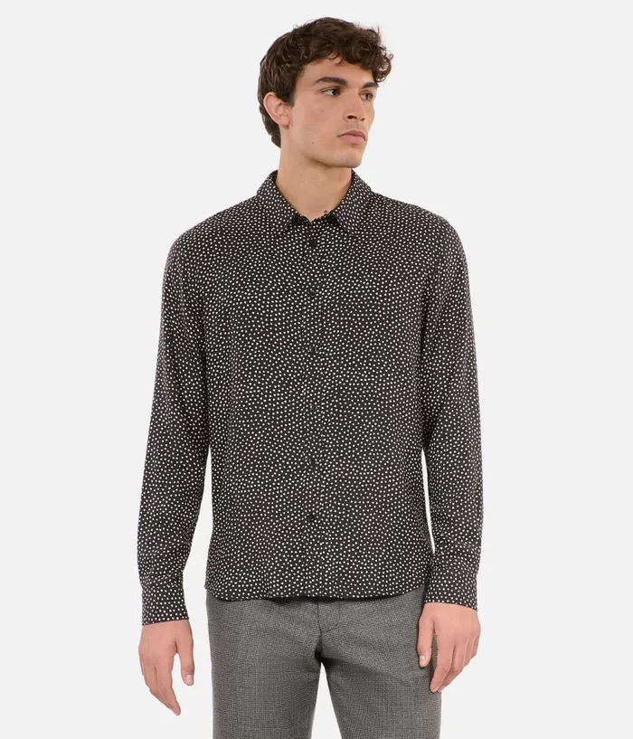 Men Shirts THE KOOPLES Black And White Hearts Printed Shirt Men Shirts THE KOOPLES Black And White Hearts Printed Shirt