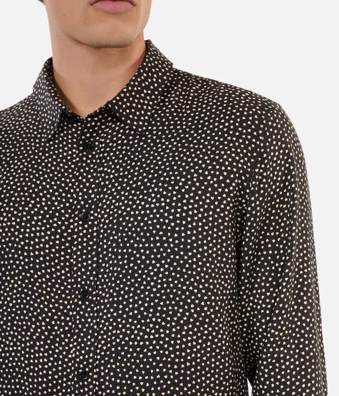 Men Shirts THE KOOPLES Black And White Hearts Printed Shirt Men Shirts THE KOOPLES Black And White Hearts Printed Shirt