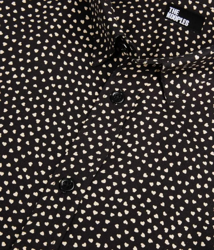 Men Shirts THE KOOPLES Black And White Hearts Printed Shirt Men Shirts THE KOOPLES Black And White Hearts Printed Shirt