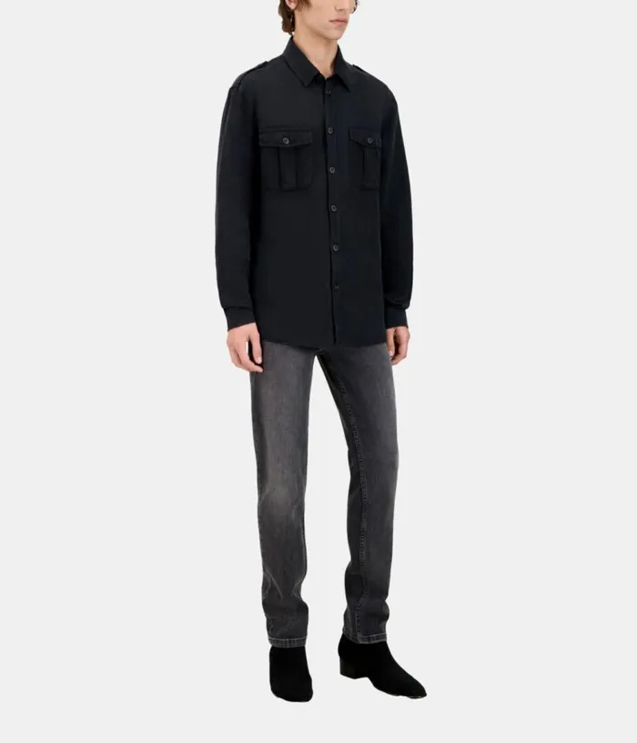 Men Shirts THE KOOPLES Black Lyocell And Linen Shirt Men Shirts THE KOOPLES Black Lyocell And Linen Shirt
