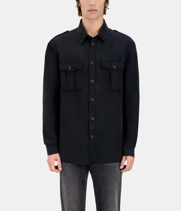 Men Shirts THE KOOPLES Black Lyocell And Linen Shirt Men Shirts THE KOOPLES Black Lyocell And Linen Shirt