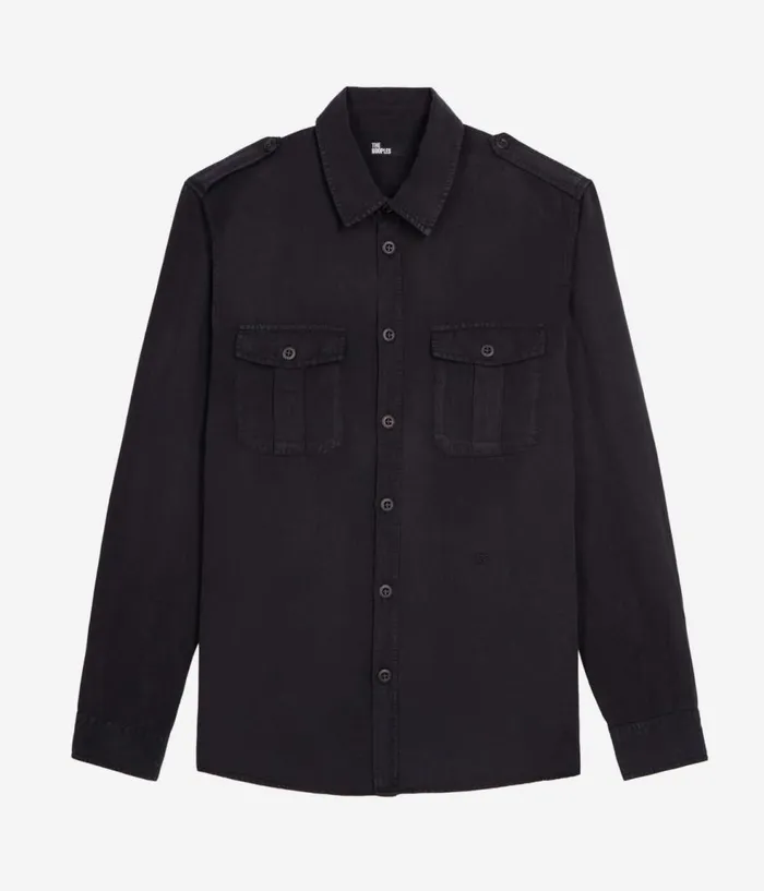 Men Shirts THE KOOPLES Black Lyocell And Linen Shirt Men Shirts THE KOOPLES Black Lyocell And Linen Shirt