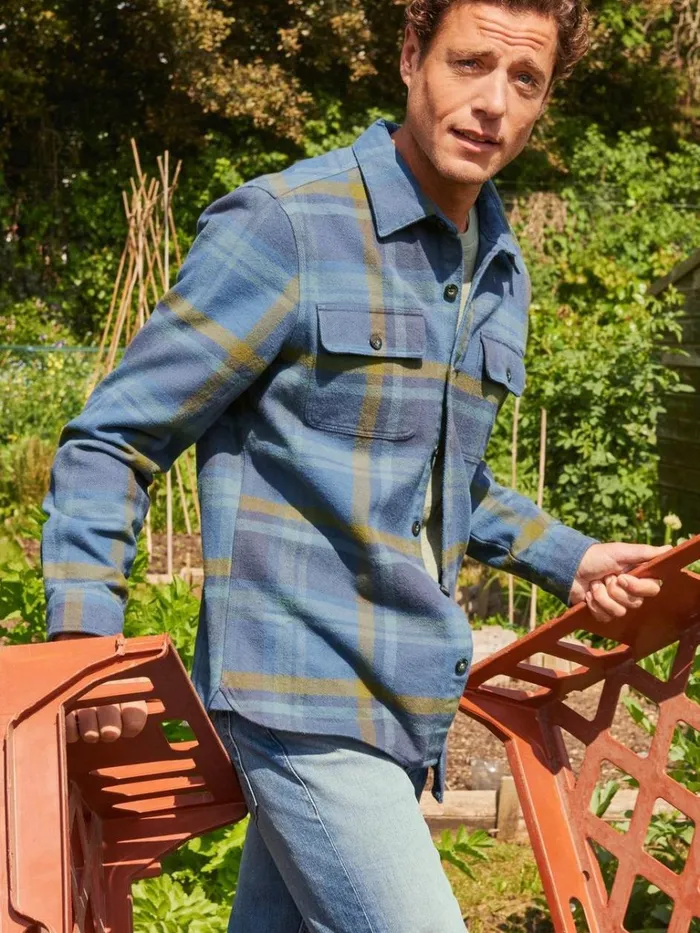 Men SHIRTS White Stuff Darwen Check Woven Overshirt Khaki Green Men SHIRTS White Stuff Darwen Check Woven Overshirt Khaki Green