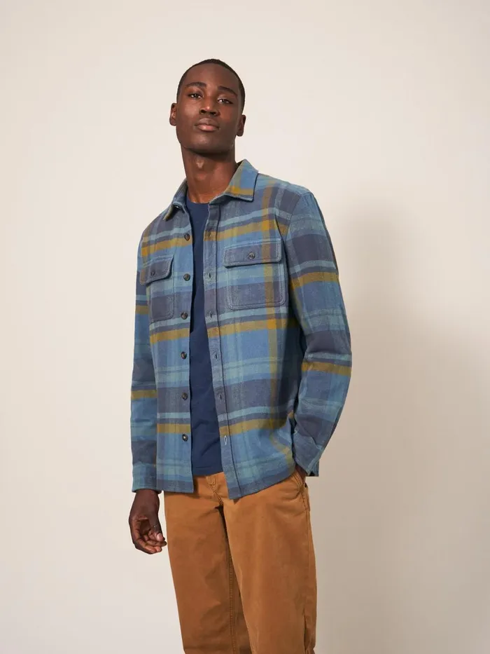 Men SHIRTS White Stuff Darwen Check Woven Overshirt Khaki Green Men SHIRTS White Stuff Darwen Check Woven Overshirt Khaki Green