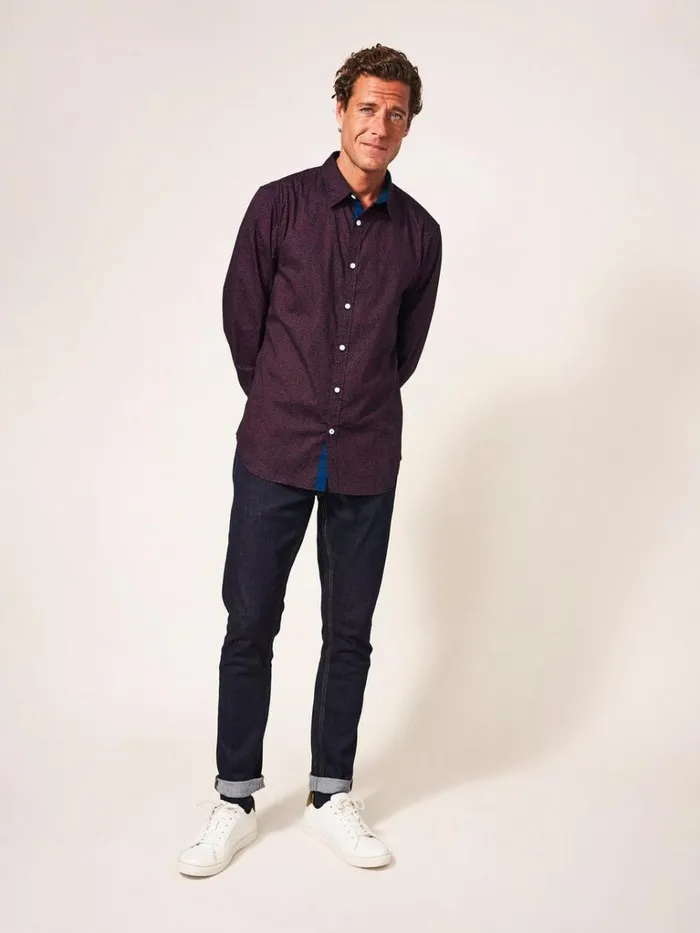Men SHIRTS White Stuff Party Floral Printed Shirt Mid Plum Men SHIRTS White Stuff Party Floral Printed Shirt Mid Plum