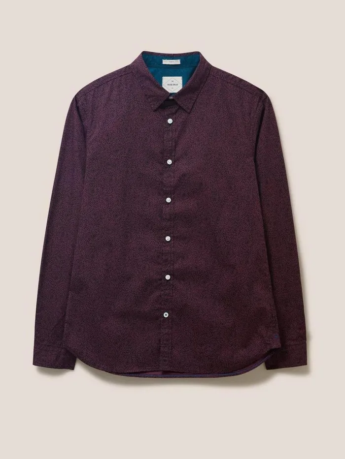 Men SHIRTS White Stuff Party Floral Printed Shirt Mid Plum Men SHIRTS White Stuff Party Floral Printed Shirt Mid Plum