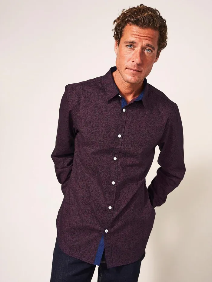 Men SHIRTS White Stuff Party Floral Printed Shirt Mid Plum Men SHIRTS White Stuff Party Floral Printed Shirt Mid Plum