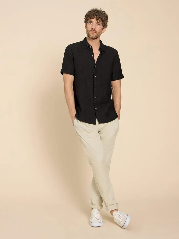 Men SHIRTS White Stuff Pembroke SS Linen Shirt Pure Black