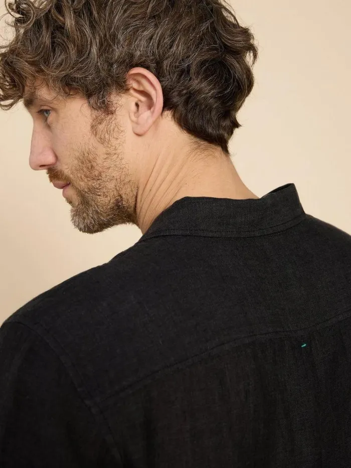 Men SHIRTS White Stuff Pembroke SS Linen Shirt Pure Black Men SHIRTS White Stuff Pembroke SS Linen Shirt Pure Black