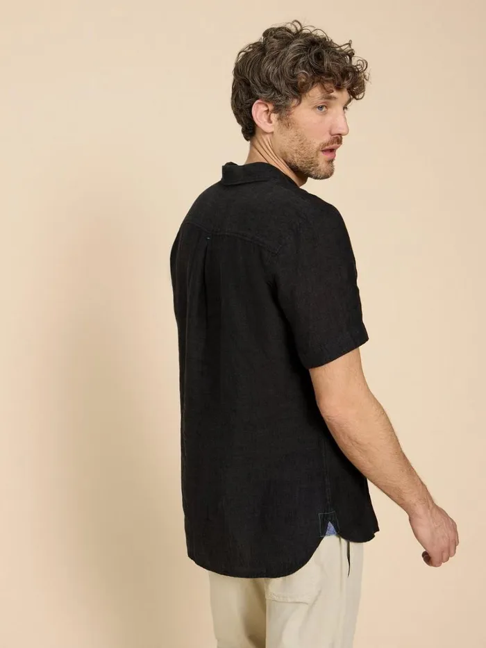 Men SHIRTS White Stuff Pembroke SS Linen Shirt Pure Black Men SHIRTS White Stuff Pembroke SS Linen Shirt Pure Black