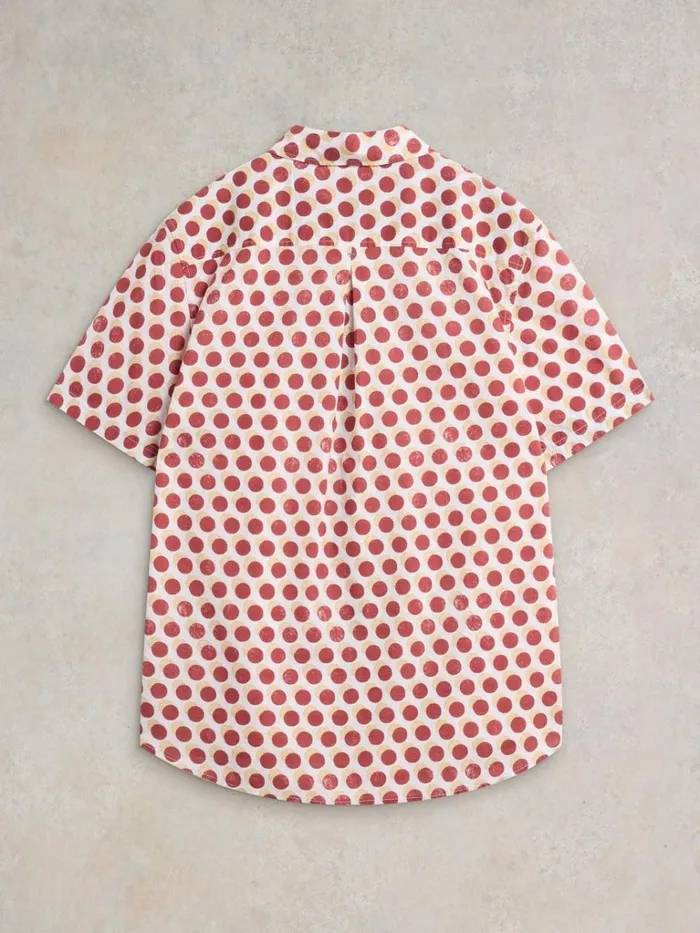 Men SHIRTS White Stuff Retro Spot Printed SS Shirt Red Print Men SHIRTS White Stuff Retro Spot Printed SS Shirt Red Print