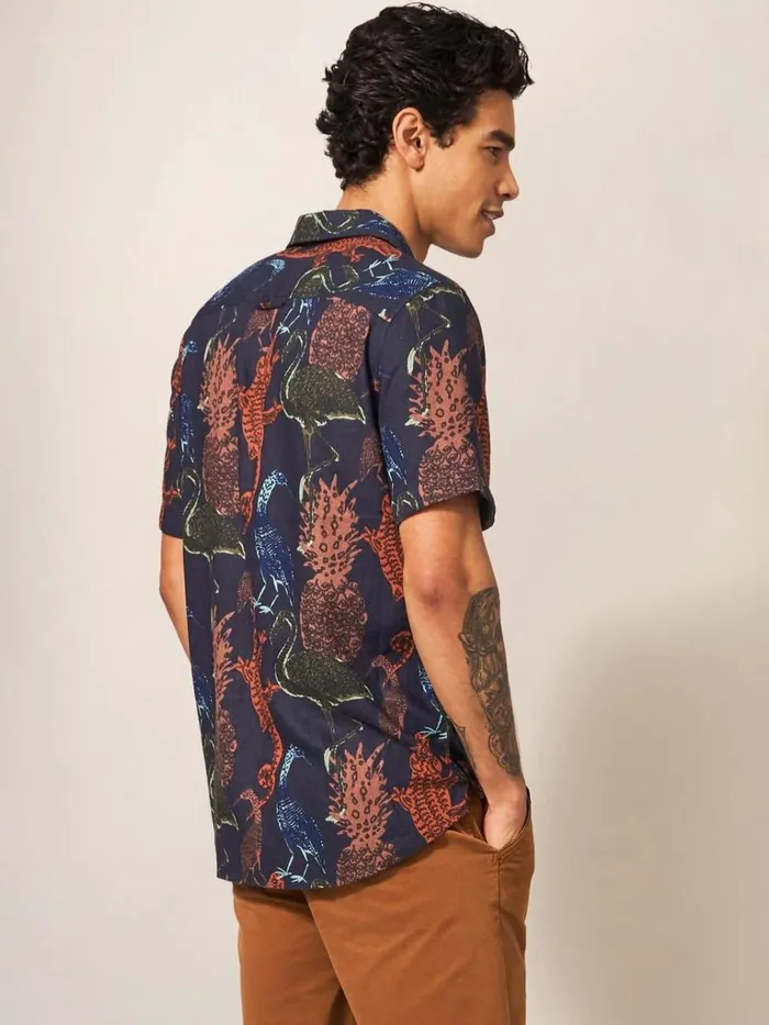 Men SHIRTS White Stuff Safari Printed Shirt Dark Navy Men SHIRTS White Stuff Safari Printed Shirt Dark Navy