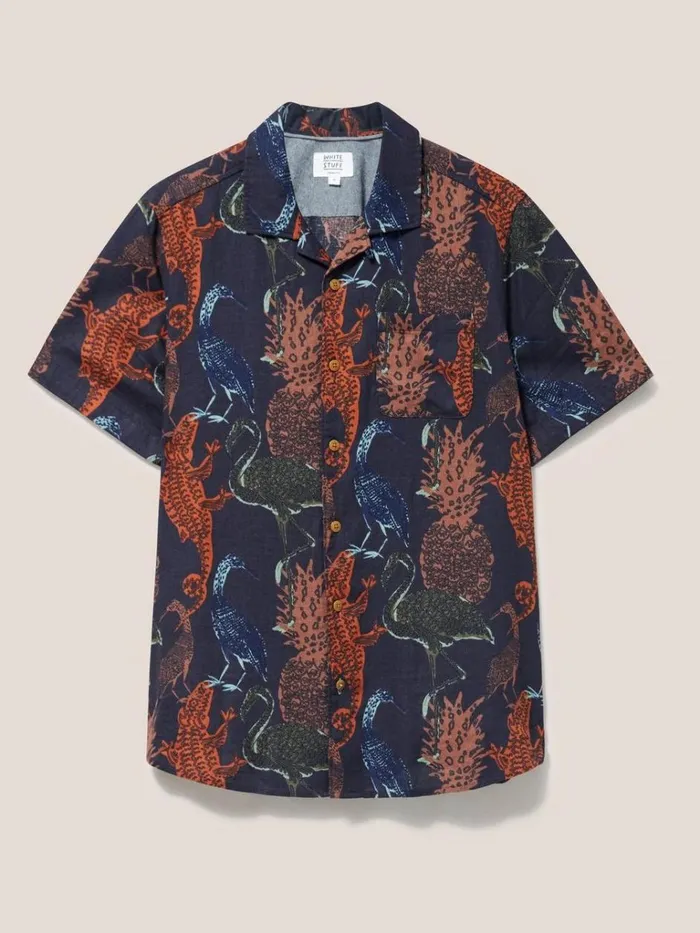 Men SHIRTS White Stuff Safari Printed Shirt Dark Navy Men SHIRTS White Stuff Safari Printed Shirt Dark Navy