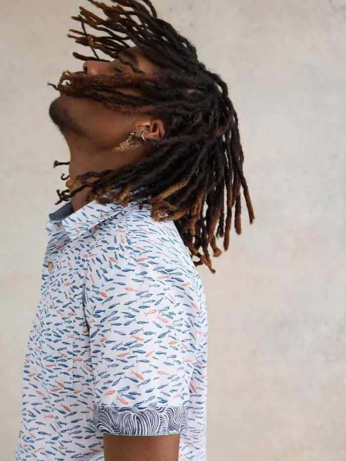 Men SHIRTS White Stuff Shoal Printed Shirt White Multi