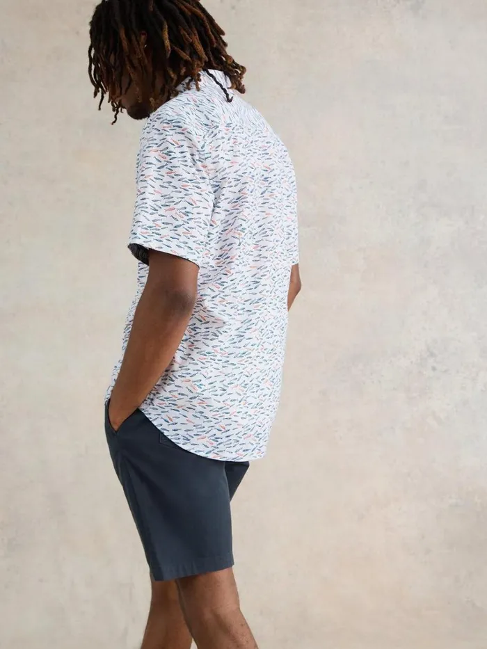 Men SHIRTS White Stuff Shoal Printed Shirt White Multi Men SHIRTS White Stuff Shoal Printed Shirt White Multi