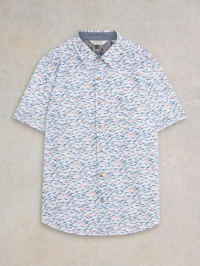 Men SHIRTS White Stuff Shoal Printed Shirt White Multi Men SHIRTS White Stuff Shoal Printed Shirt White Multi