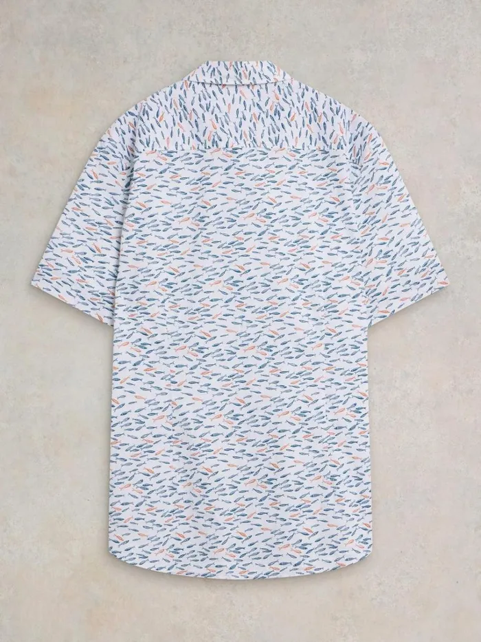 Men SHIRTS White Stuff Shoal Printed Shirt White Multi Men SHIRTS White Stuff Shoal Printed Shirt White Multi