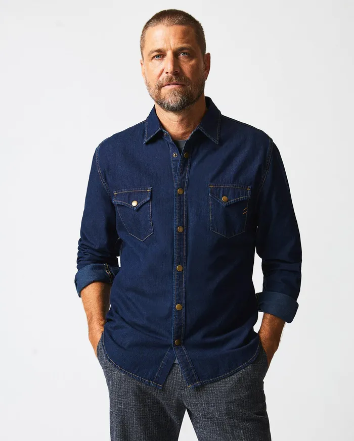 Men Shoals Denim Shirt Double Dye Billy Reid Shirting