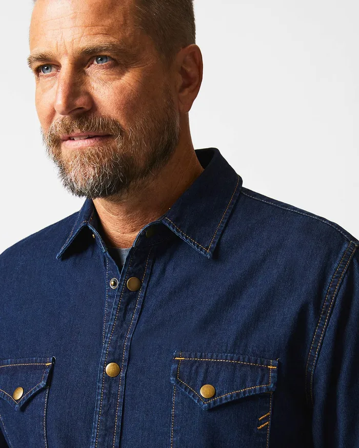 Men Shoals Denim Shirt Double Dye Billy Reid Shirting