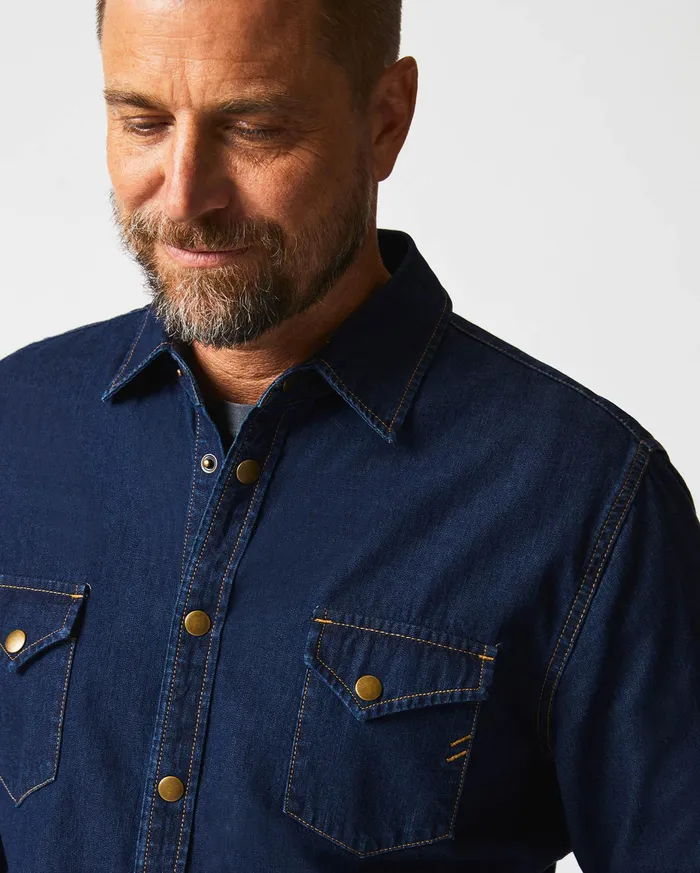 Men Shoals Denim Shirt Double Dye Billy Reid Shirting